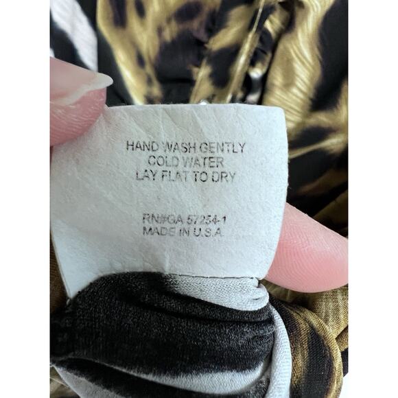 VTG 90s Top Womens Leopard Print Animal Cheetah Medium V-neck 70s Style Collar - Picture 12 of 15